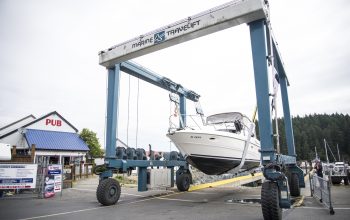 Marine Travelift Operator lifting a boat